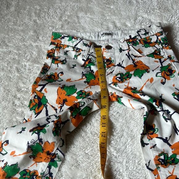 Sly jeans patterned white, green and orange low rise skinny jeans, size 1 - Picture 9 of 12